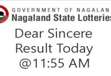 Nagaland State Lottery Dear Sincere Today Result